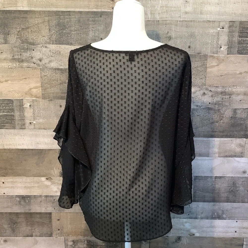 Ann Taylor Sheer Polka Dot Top Size MP - Picture 2 of 16